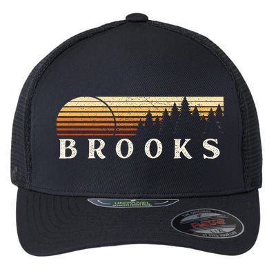 Brooks La Vintage Evergreen Sunset Eighties Retro Flexfit Unipanel Trucker Cap