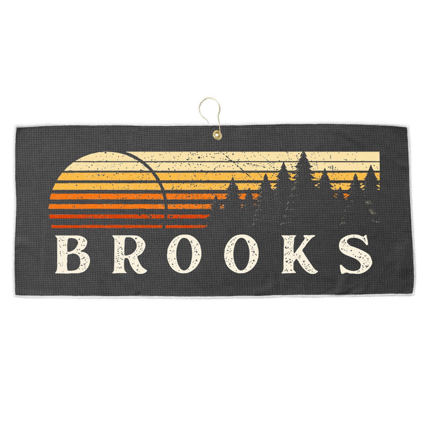 Brooks La Vintage Evergreen Sunset Eighties Retro Large Microfiber Waffle Golf Towel