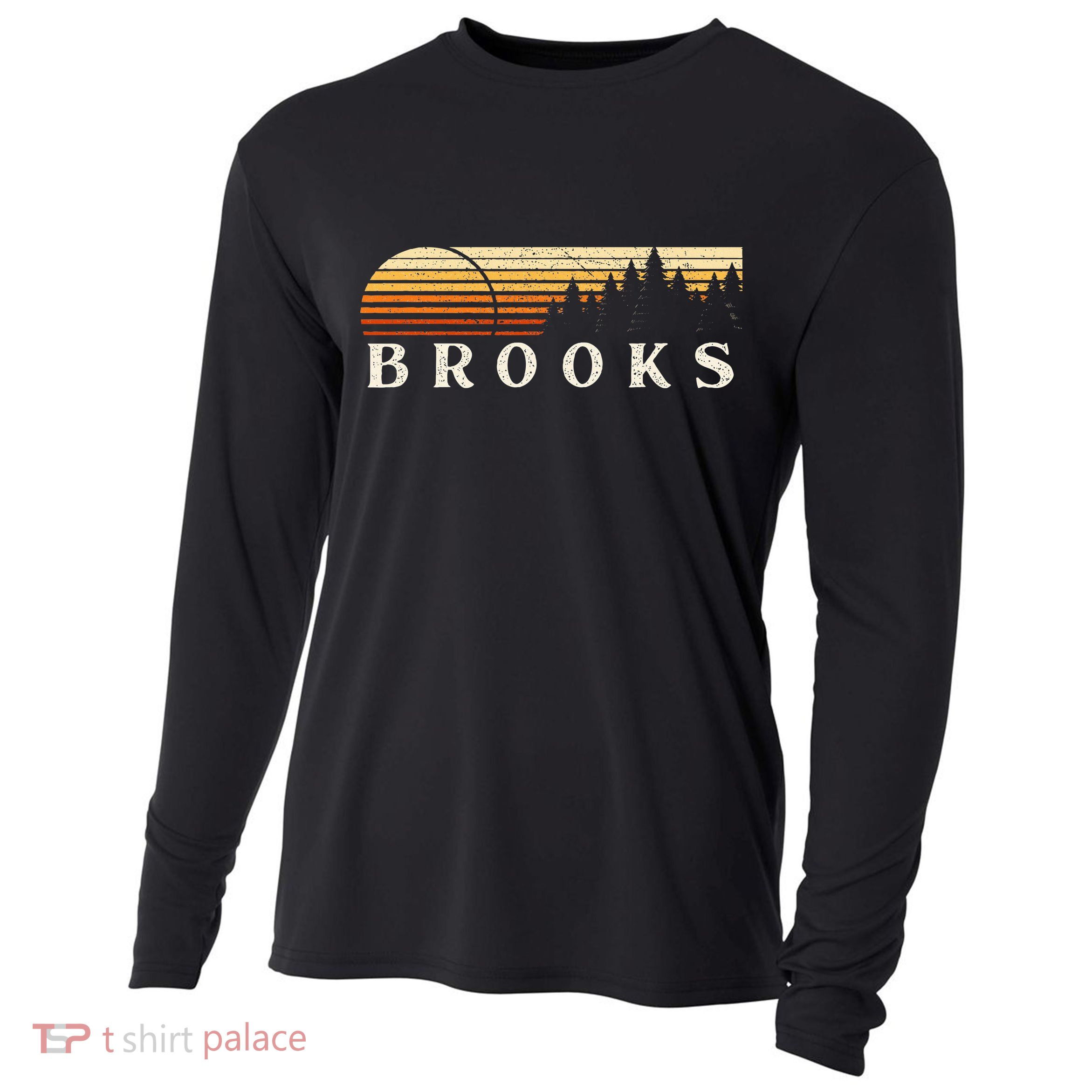 Brooks La Vintage Evergreen Sunset Eighties Retro Cooling Performance Long Sleeve Crew