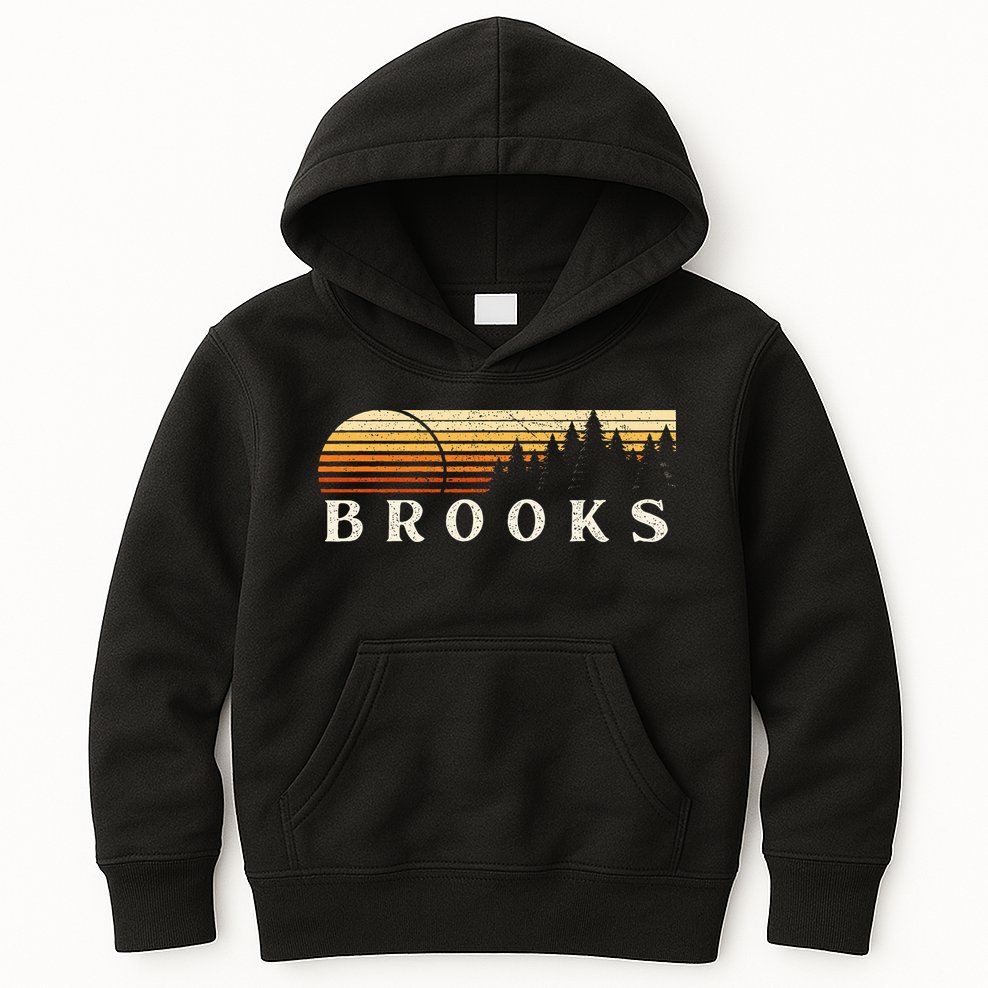 Brooks La Vintage Evergreen Sunset Eighties Retro Kids Hoodie
