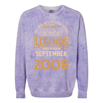 Birthday Legends Were Born In September 2008 Gift Colorblast Crewneck Sweatshirt