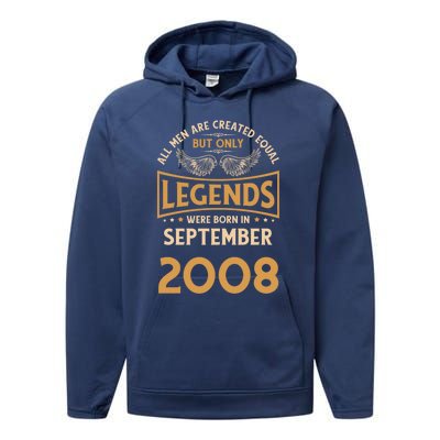 Birthday Legends Were Born In September 2008 Gift Performance Fleece Hoodie