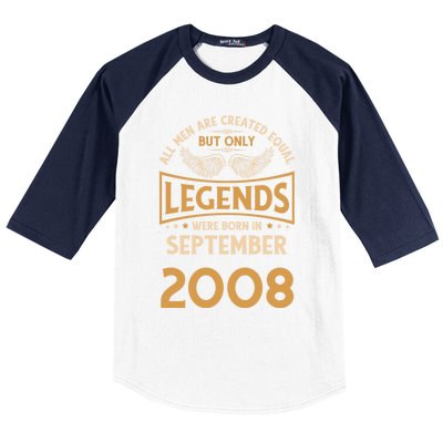 Birthday Legends Were Born In September 2008 Gift Baseball Sleeve Shirt