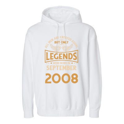 Birthday Legends Were Born In September 2008 Gift Garment-Dyed Fleece Hoodie