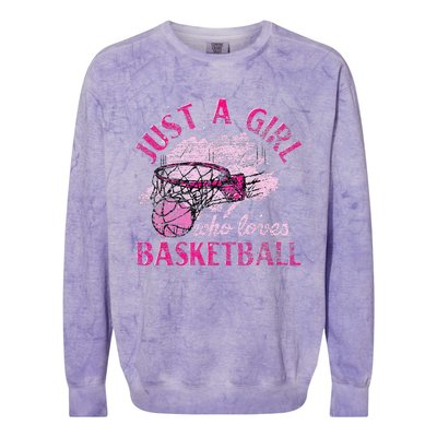 Basketball Lover Women Girls Basketball Player Basketball Colorblast Crewneck Sweatshirt