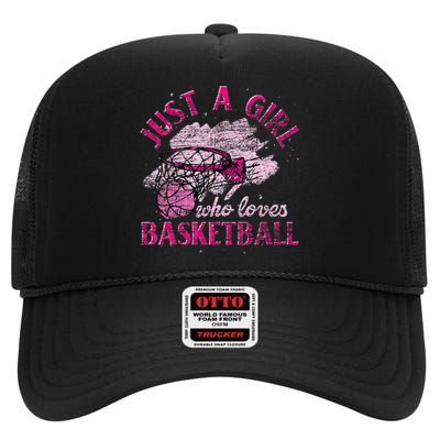 Basketball Lover Women Girls Basketball Player Basketball High Crown Mesh Back Trucker Hat