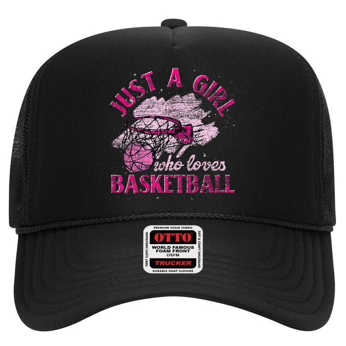 Basketball Lover Women Girls Basketball Player Basketball High Crown Mesh Back Trucker Hat