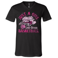 Basketball Lover Women Girls Basketball Player Basketball V-Neck T-Shirt