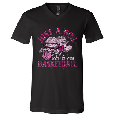 Basketball Lover Women Girls Basketball Player Basketball V-Neck T-Shirt