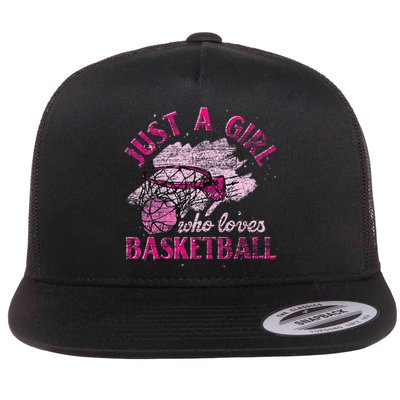 Basketball Lover Women Girls Basketball Player Basketball Flat Bill Trucker Hat