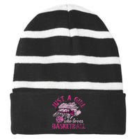 Basketball Lover Women Girls Basketball Player Basketball Striped Beanie with Solid Band