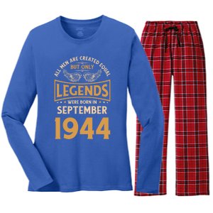 Birthday Legends Were Born In September 1944 Gift Women's Long Sleeve Flannel Pajama Set 