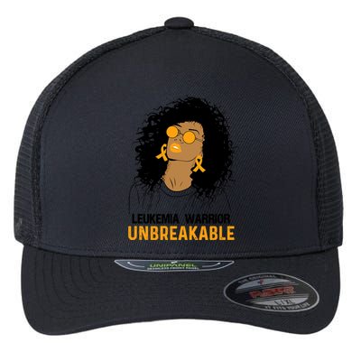 Black Leukemia Warrior Unbreakable Gift Flexfit Unipanel Trucker Cap