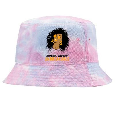 Black Leukemia Warrior Unbreakable Gift Tie-Dyed Bucket Hat