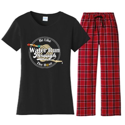 Be Like Water Run Through The Hose Funny Retro Vintage Women's Flannel Pajama Set