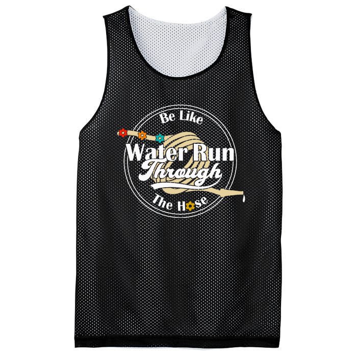 Be Like Water Run Through The Hose Funny Retro Vintage Mesh Reversible Basketball Jersey Tank