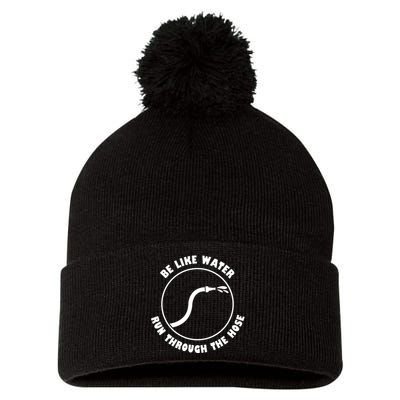 Be Like Water Run Through The Hose Pom Pom 12in Knit Beanie