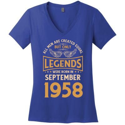 Birthday Legends Were Born In September 1958 Gift Women's V-Neck T-Shirt