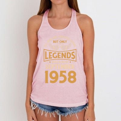 Birthday Legends Were Born In September 1958 Gift Women's Knotted Racerback Tank