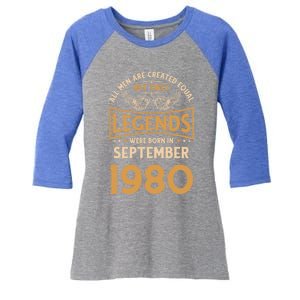 Birthday Legends Were Born In September 1980 Gift Women's Tri-Blend 3/4-Sleeve Raglan Shirt