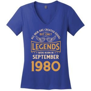 Birthday Legends Were Born In September 1980 Gift Women's V-Neck T-Shirt