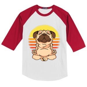 Be Like Water Cute Yoga Pug Funny Gift Kids Colorblock Raglan Jersey