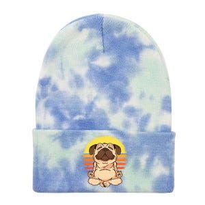 Be Like Water Cute Yoga Pug Funny Gift Tie Dye 12in Knit Beanie