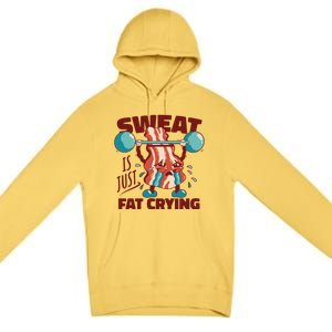 Bacon Lifting Weights Sweat Is Just Fat Crying Gift Premium Pullover Hoodie