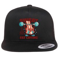 Bacon Lifting Weights Sweat Is Just Fat Crying Gift Flat Bill Trucker Hat