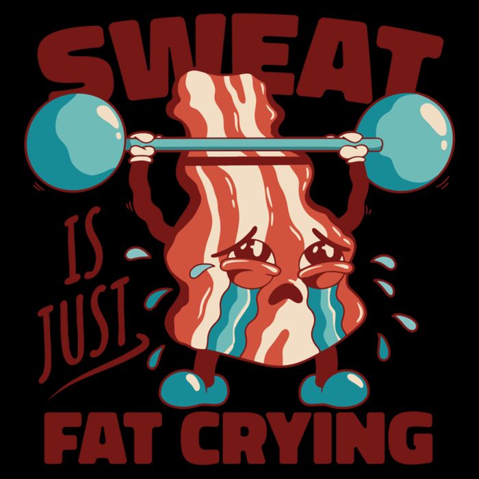 Bacon Lifting Weights Sweat Is Just Fat Crying Gift Flat Bill Trucker Hat
