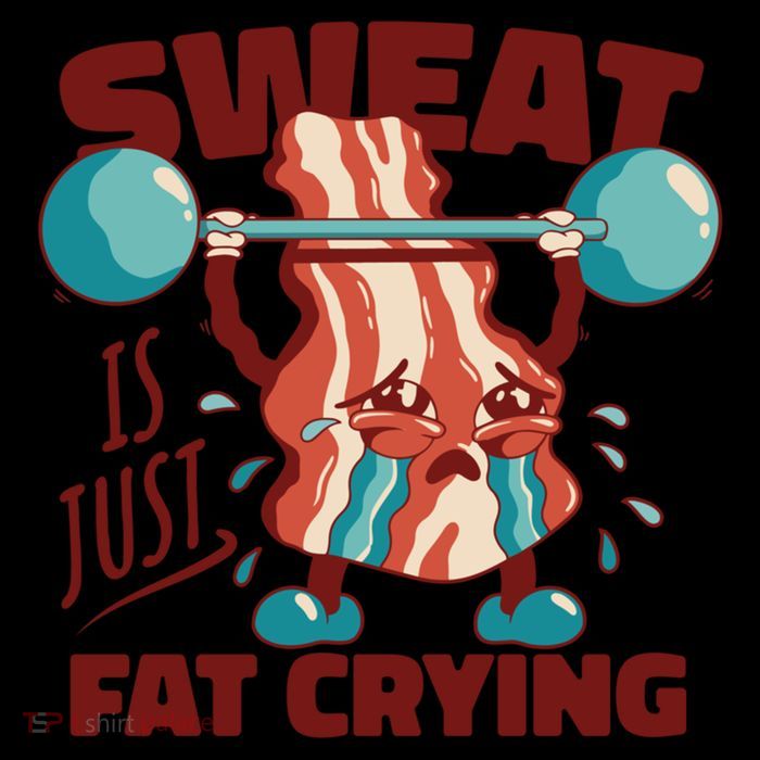 Bacon Lifting Weights Sweat Is Just Fat Crying Gift Cooling Performance Long Sleeve Crew