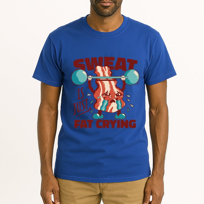 Bacon Lifting Weights Sweat Is Just Fat Crying Gift Tall T-Shirt