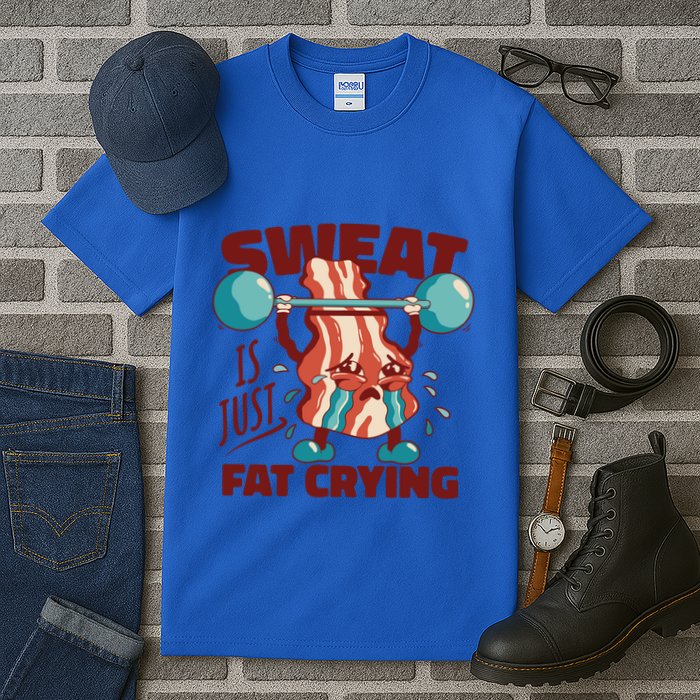 Bacon Lifting Weights Sweat Is Just Fat Crying Gift Tall T-Shirt