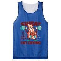 Bacon Lifting Weights Sweat Is Just Fat Crying Gift Mesh Reversible Basketball Jersey Tank