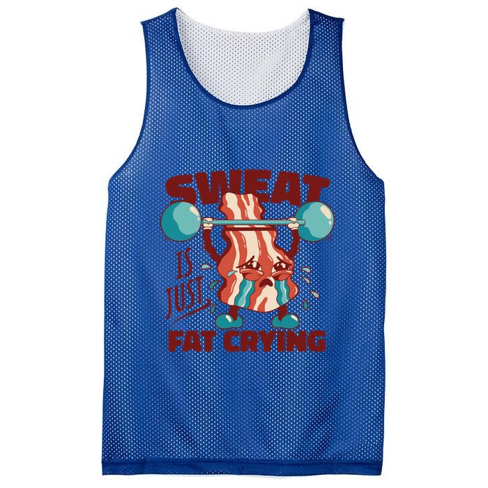 Bacon Lifting Weights Sweat Is Just Fat Crying Gift Mesh Reversible Basketball Jersey Tank