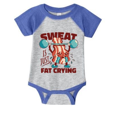 Bacon Lifting Weights Sweat Is Just Fat Crying Gift Infant Baby Jersey Bodysuit