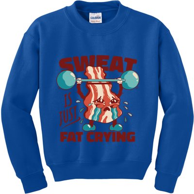 Bacon Lifting Weights Sweat Is Just Fat Crying Gift Kids Sweatshirt