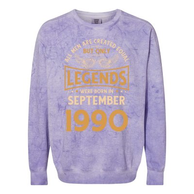 Birthday Legends Were Born In September 1990 Meaningful Gift Colorblast Crewneck Sweatshirt