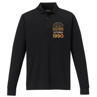 Birthday Legends Were Born In September 1990 Meaningful Gift Performance Long Sleeve Polo