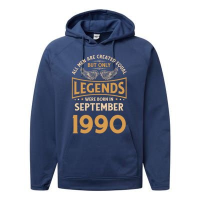 Birthday Legends Were Born In September 1990 Meaningful Gift Performance Fleece Hoodie