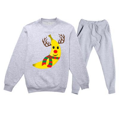 Banana Lover Xmas Gift Ugly Banana Christmas Sweater Premium Crewneck Sweatsuit Set