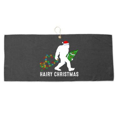 Bigfoot Lover Xmas Lighting Santa Bigfoot Hairy Christmas Gift Large Microfiber Waffle Golf Towel