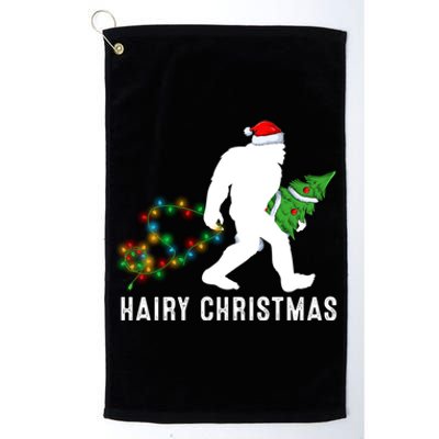 Bigfoot Lover Xmas Lighting Santa Bigfoot Hairy Christmas Gift Platinum Collection Golf Towel