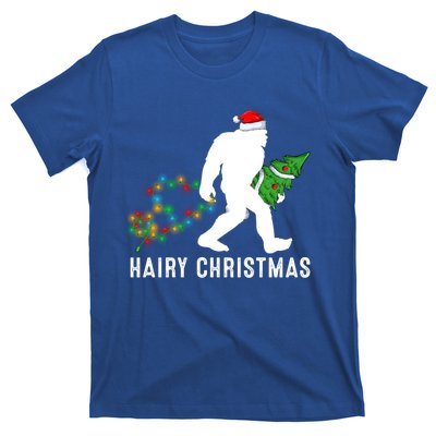 Bigfoot Lover Xmas Lighting Santa Bigfoot Hairy Christmas Gift T-Shirt