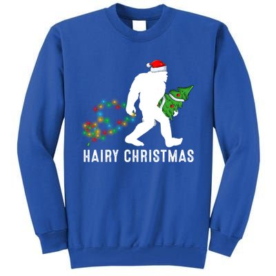 Bigfoot Lover Xmas Lighting Santa Bigfoot Hairy Christmas Gift Tall Sweatshirt