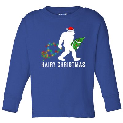 Bigfoot Lover Xmas Lighting Santa Bigfoot Hairy Christmas Gift Toddler Long Sleeve Shirt