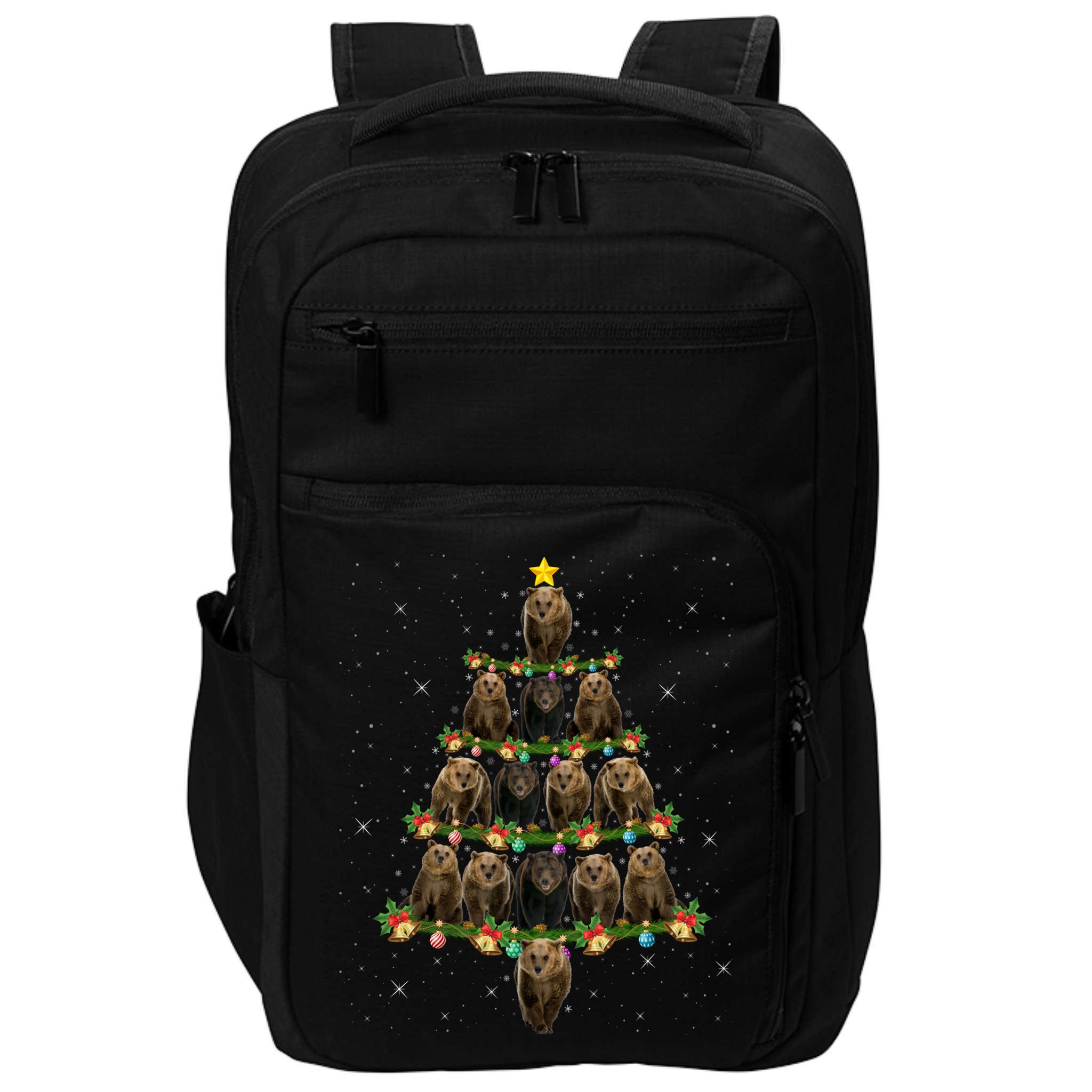 Bear Lover Xmas Tree Lights Santa Bear Christmas Funny Gift Impact Tech Backpack