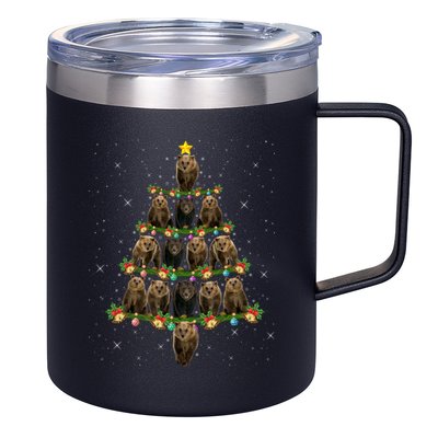 Bear Lover Xmas Tree Lights Santa Bear Christmas Funny Gift 12oz Stainless Steel Coffee Mug