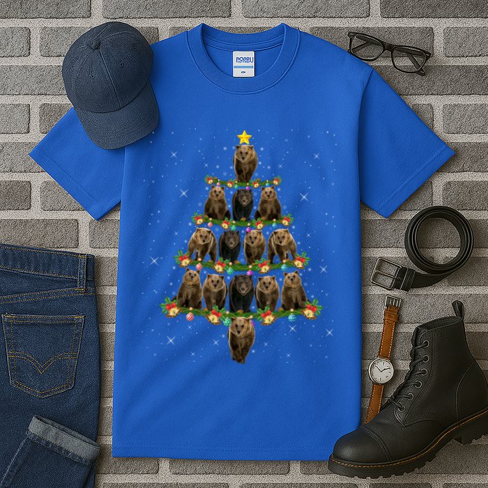 Bear Lover Xmas Tree Lights Santa Bear Christmas Funny Gift Tall T-Shirt