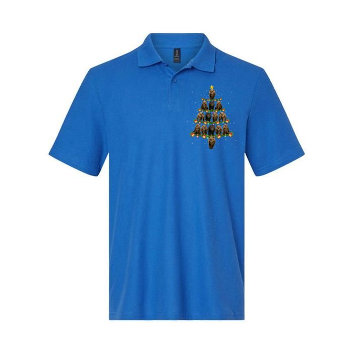 Bear Lover Xmas Tree Lights Santa Bear Christmas Funny Gift Softstyle Adult Sport Polo